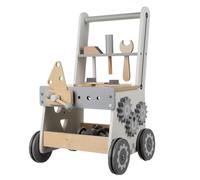 Établi en bois 3 en 1 pour enfants - Atelier avec outils et rangement - Chariot coulissant avec roulettes silencieuses - Jeu de tri et étau - À partir de 3 ans - Bords arrondis - Kit d'accessoires