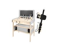 Mamabrum – Établi de bricolage pour enfant en bois – 50 pièces – 36x29x43 cm – couleurs douces