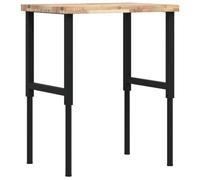 Établi en bois d'acacia massif - 80 x 60 x (73-99,5) cm - Rectangulaire - Réglable en hauteur - Avec cadre en métal revêtu par pulvérisation - Pour atelier, garage, salle de loisirs, surface de