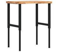 Etabli en bois d'acacia massif - 80 x 60 x (73-99,5) cm - Table de travail rectangulaire réglable en hauteur avec structure en métal revêtu par pulvérisation - Pour atelier, garage, bricolage et salle