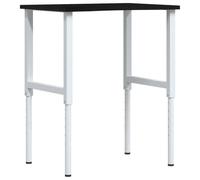 Établi en bois de chêne massif marron foncé 80x60x(71,5-98) cm avec cadre métal gris stable pour atelier bricolage garage poste de travail polyvalent rangement outil