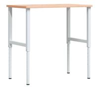 Établi en bois de hêtre massif - 100 x 60 x (71,5-98) cm - Table de travail rectangulaire réglable en hauteur avec cadre en métal solide - Idéal pour atelier, salle de loisirs, garage