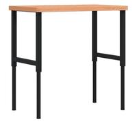 Établi en bois de hêtre massif - 100 x 60 x (73-99,5) cm - Rectangulaire - Réglable en hauteur - Avec cadre en métal revêtu par pulvérisation - Robuste pour atelier, garage, salle de loisirs