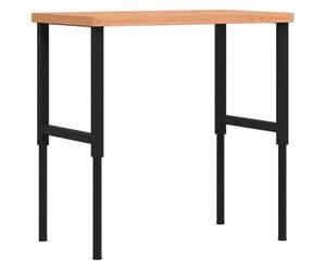 Établi en bois de hêtre massif - 100 x 60 x (73-99,5) cm - Rectangulaire - Réglable en hauteur - Avec cadre en métal revêtu par pulvérisation - Robuste pour atelier, garage, salle de loisirs