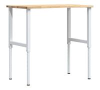 Établi en bois massif de chêne - 100 x 60 x (71,5-98) cm - Réglable en hauteur - Avec cadre en métal solide - Pour atelier, garage, salle de loisirs, table de travail avec rangement d'outils et espace