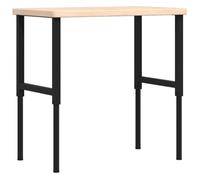 Établi en bois massif de chêne massif - 100 x 60 x (73-99,5) cm - Rectangulaire - Réglable en hauteur - Structure en métal - Table de travail pour atelier, garage, bricolage, salle de loisirs