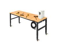 Etabli Garage Atelier Table de Travail Réglable 4 Roulettes 155 x 51 cm