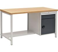 Bedrunka+Hirth Établi gris clair, RAL7035/gris anthr.,RAL7016 l.1500xH859xP750 mm hêtre Multipl Quantité:1