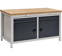 Bedrunka + Hirth Établi gris anthracite, RAL 7016 l1500xH859xP750 mm Hêtre mu...