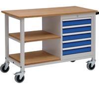 Bedrunka + Hirth Établi l.1200xP540xH880 mm hêtre Multiplex gris clair/bleu d...