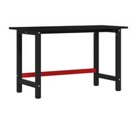 Établi Marron foncé 140 x 60 x 81,5 cm en Bois Massif de chêne - Établi de Garage, étagères de Rangement en métal, Outils de Bricolage, établi Robuste, Table d'