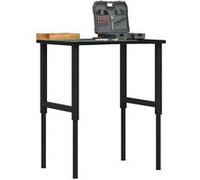 Établi marron foncé 80x60x(71,5 98) cm bois de chêne massif marron foncé et noir