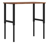Établi marron foncé en bois de chêne massif - 100 x 60 x (71,5-98) cm - Réglable en hauteur - Avec cadre en métal revêtu par pulvérisation - Idéal pour l'atelier, le garage, le bricolage et la salle