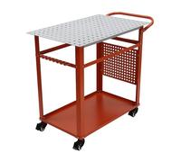 Établi mobile multifonctionnel, table de soudage, capacité de charge de 600 lbs en acier, établi de soudage sur roues, avec planche de rangement à double couche, 90 x 61 x 90 cm