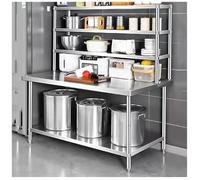 Établi Multifonctionnel en Acier Inoxydable pour Cuisine Professionnelle Table de Travail de 160 centimeters de Haut avec 3 Étagères de Rangement Épaisseur Renforcée Durability Et Facile à Nettoyer