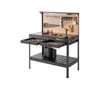 Etabli Multifonctionnel Panneau Perforé 4 Prises 2 USB 30 Crochets 120x60cm