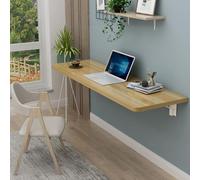 Établi mural avec plateau en bois robuste - Table de travail pliable polyvalente pour garage, bureau, buanderie et salle de bain (100 x 50 cm) - Design compact