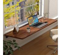 Établi mural pliable pour économiser de l'espace avec supports robustes, table compacte pour petit bureau à domicile, marron, 120 x 30 cm