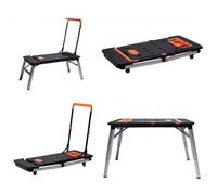 Établi pliable 7 en 1 multifonction - Table de travail - Plateforme à roulettes - Chariot de transport et chariot à main - Pour la maison et le bricolage - Charge maximale : 150 à 250 kg