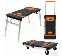 Établi pliable portable 7 en 1 avec roues - Hauteur réglable Worpace échafaudage et chariot de transport pour réparation automobile Ga et construction