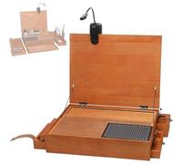 Établi portable avec lumière LED et tiroir, tapis de découpe de 3 mm inclus pour modélisme, artisanat et polissage