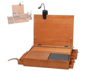 Établi portable avec lumière LED et tiroir, tapis de découpe de 3 mm inclus pour modélisme, artisanat et polissage