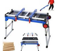 Établi portable avec support de scie à onglet pliable et réglage de la hauteur pour une installation facile de l'atelier