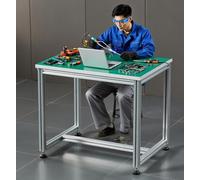 Établi professionnel de réparation électronique pour bureau/maison, cadre de table de travail antistatique et dissipatif ESD avec plateau en bois pour atelier et garage(L 47 x W 39 x H 29.5 in)