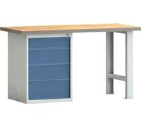 Etabli PW 700 L1500xP700xH840mm hêtre multiplex gris clair gris 4 tiroirs. WNS515N-1500M40-E7031 7035/701