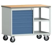 Etabli PW700 L885xP700xH805mm hêtre multipl. gris clair/bleu brillant 6 tiroirs. WNS822N-1000M20-E1901 7035/500