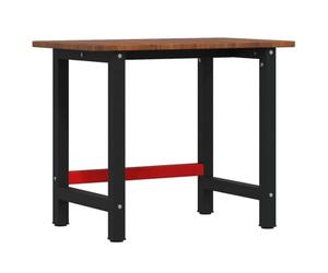 Établi rectangulaire en chêne massif - Marron foncé - 100 x 60 x 81,5 cm - Table de travail pour atelier, garage, bricolage, salle de loisirs, construction en bois et métal