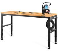 Etabli réglable en hauteur 155 x 51 x 72-97 cm - Table de serrage, capacité de charge 900 kg - Brun Etabli pliable - Etabli multifonctionnel pour l'entrepôt et le bureau