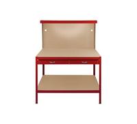 Etabli Rouge Métallique de Travail avec Tiroirs & Panneaux Perforés LED