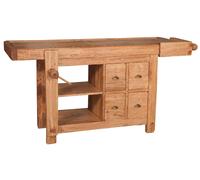 Etabli Rustique Style Bois Massif De Tilleul Finition Naturelle Multicolore