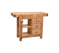 Etabli Rustique Style En Bois Massif De Tilleul Finition Naturelle Multicolore