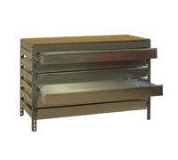 SimonRack Etabli d’Atelier, Capacité de Charge 600 kg, 842x1210x760 mm, Étagère Tiroirs de Rangement, Table de Travail Bricolage, Gris/Bois - BT5