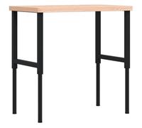 Etabli Table de travail en bois de hêtre massif 100 x 60 x (73-99,5) cm rectangulaire réglable en hauteur avec structure en métal revêtu par pulvérisation pour atelier, garage, salle de loisirs