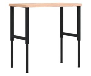 Etabli Table de travail en bois de hêtre massif 100 x 60 x (73-99,5) cm rectangulaire réglable en hauteur avec structure en métal revêtu par pulvérisation pour atelier, garage, salle de loisirs