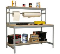 Etabli Table d'Emballage 1440x1200x750 mm gris 2 niveaux agglo 600kg