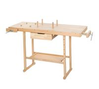 ETABLI - TECTAKE - Etabli en Bois de Garage d’Atelier 137 cm x 50 cm x 87 cm + 2 Étaux