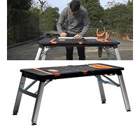 Établi universel pliable 7 en 1 Table multifonction Planche à roulettes Chariot à main Chevalet de sciage Pieds de table réglables en hauteur 1140 x 590 mm