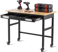VEVOR Établi de 1220 mm, Table de Travail avec tiroir Coulissant et roulettes, capacité de Charge de 680 kg, Table Roulant Robuste avec Plateau en Bois de chêne pour Garage, Atelier, Bureau et Maison