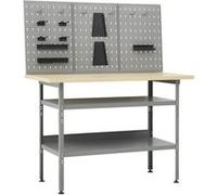 vidaXL Établi 3 panneaux muraux – Acier et bois – 300 kg – 120x60x85 cm