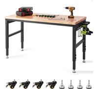 Etabli Workbench établi avec prise électrique - hauteur réglable 71,1-100,3 cm - idéal pour l'atelier