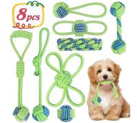 ETACCU Jouets pour Chien, 8 Pièces Corde pour Chiots Contre L'ennui, Indestructible pour Mâcheurs - Petit et Moyen Chien (Vert)