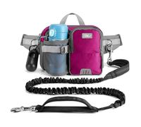 ETACCU Laisse de course pour chien - Mains libres avec ceinture de marche, durable, 2 poignées pour la marche, réfléchissante, absorption des chocs, 120-180 cm (rose)