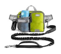 ETACCU Laisse de course pour chien - Mains libres avec ceinture de marche, durable, 2 poignées pour la marche, réfléchissante, absorption des chocs, 120-180 cm (vert)