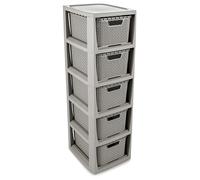 Étag?re en rotin avec 5 paniers gris capacité de 7 litres couleur grise robuste