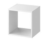 Étagère 1 case à dos ouvert, meuble de rangement en bois coloris blanc - Longueur 34,4 x profondeur 32 x Hauteur 34,4 cm