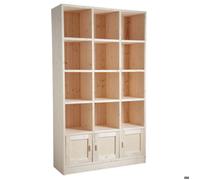 Etagère 12 cases 3 portes en épicéa brut - AUBRY GASPARD - NET 2190 - Bois - Marron - 118x40x205 cm